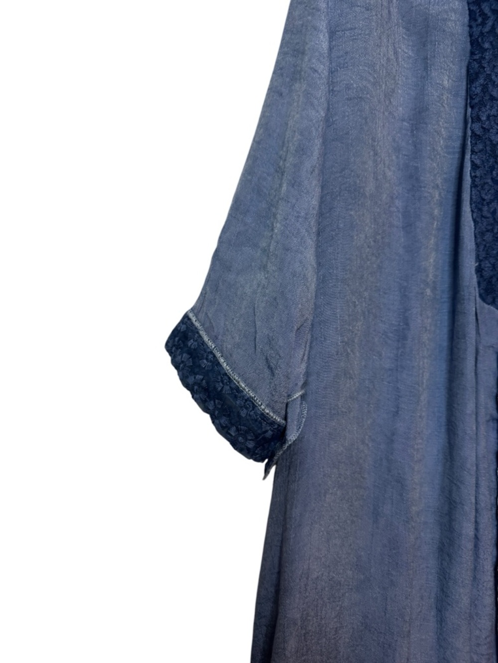 Kamana Boho Layered Navy Blue Open Front Duster Size Large - Picture 2 of 5